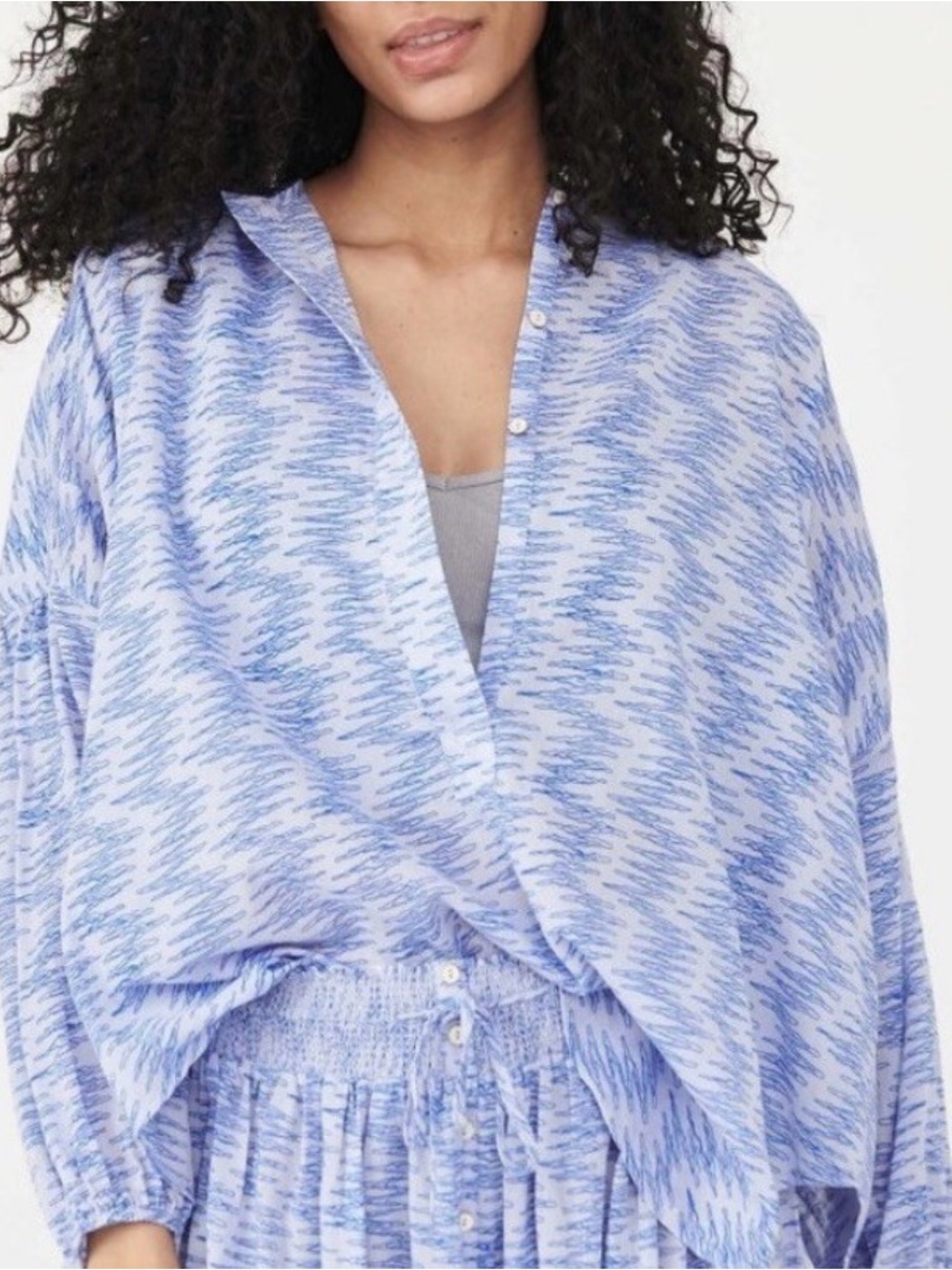 Free People Blooms for You Shirt Blue Sky